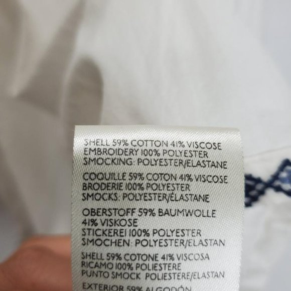 Pilcro Embroidered Flowy Tank Womens XS Smocked White/Red/Blue - Picture 7 of 8